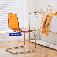 Chaises en acrylique renforcé de haute qualité au design coloré, sans accoudoirs, dossier confortable, faible MOQ
