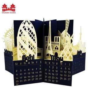 ปฏิทินตั้งโต๊ะ 3 มิติ แบบป๊อปอัพ สถาปัตยกรรมสถานที่สำคัญของโลก ปฏิทินงานฝีมือกระดาษ 360 องศา ของขวัญสำหรับโต๊ะทำงาน - Product Image 3