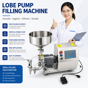 Machine à pompe lobulée semi-automatique Ace pour le remplissage de crème, confiture et pâte, avec trémie chauffante et agitante - Product Image 3