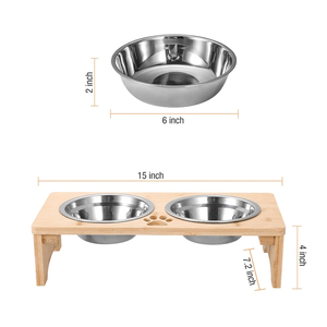Natural Wooden Bamboo <strong>Dog</strong> <strong>Bowl</strong> <strong>Stand</strong> Raised <strong>Dog</strong> <strong>Bowls</strong> Feeder Non-Slip Pets Food <strong>Bowls</strong> <strong>Stand</strong> - Product Image 2