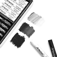 Artecho 6PCS Blanc et 6PCS Noir Pigment de couleur douce et lourde Set de pastel à l'huile avec boîte en carton lisse et brillante Set de crayons