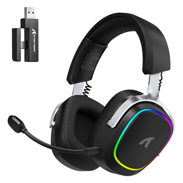 ATTACKSHARK G800 Wireless for 24G Triple-Mode RGB-Backlit Active Noise Cancellation (ANC) Gaming Headset for PC