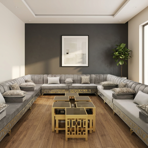 Sedari-sofá marroquí, conjunto de muebles de madera para sala de estar - Product Image 3