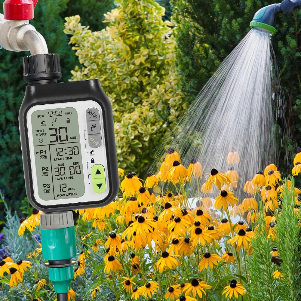 Temporizador de água para jardim, temporizador automático para irrigação, acessórios para jardim, temporizador para aspersão