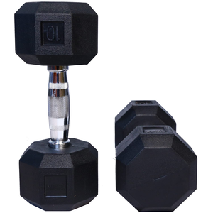 Haltères hexagonaux unisexes NOVISON avec poignées argentées, durables et antidérapantes en caoutchouc - Product Image 1