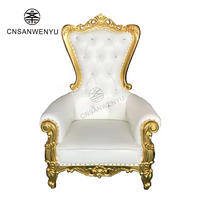 Chaises Trônes Royales à Dossier Haut - Sièges de Banquet de Qualité Commerciale Or et Blanc pour Hôtels de Luxe, Mariages Royaux et Galas