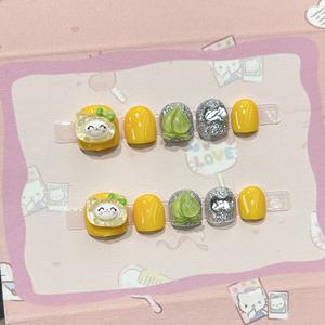 Vente en gros de 10 pièces de faux ongles 3D mignons <span class=keywords><strong>Hello</strong></span> <span class=keywords><strong>Kitty</strong></span>, faits à la main, en acrylique, à presser, pour enfants - Product Image 3