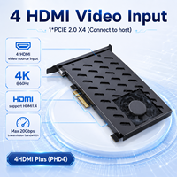 Carte de capture HDMI interne 4 canaux 4K*60Hz, PCIe 2.0 X4, enregistrement 1080P*60Hz, triple mode, boîtier en aluminium pour Win/Mac/Linux