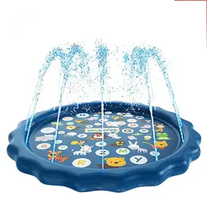 Şişme yağmurlama Mat taşınabilir yağmurlama sıçrama havuzu çocuklar için toptan 68 inç mavi özel Logo