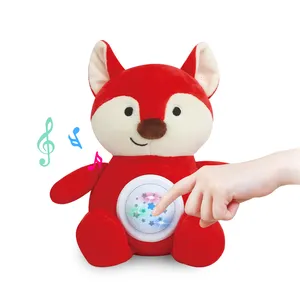 Мультяшная лиса, детская мягкая и мягкая игрушка для сна, мягкие плюшевые игрушки-животные со звуком, детские музыкальные игрушки для младенцев
