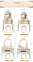 Coiffeuse moderne de style européen avec miroir sur pied éclairé 2025, en bois massif, style princesse luxueux pour chambre à coucher et mariage