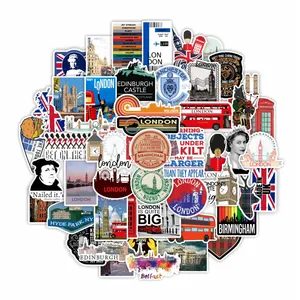 50 Pcs London Travel Cityscape Sticker Pack for Travel Case