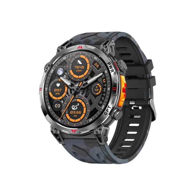 Outdoor KC93 Smart Watch AMOLED 1.56" 650mah BT Call ChatGPT Assistant Compass 3ATM Smartwatch Fitness Tracker GPS Sports Watch