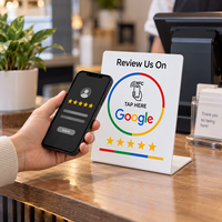 Afficheur d'avis en acrylique grand format avec carte NFC et code QR pour salons, restaurants et commerces de détail