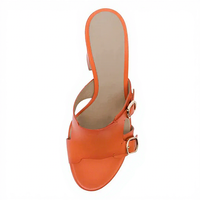 Sandales à plateforme pour femmes, à boucle, orange, à talon épais, à enfiler