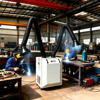 Extracteur de fumée de soudage mobile à deux postes avec filtre PTFE, parafoudre et bras flexibles