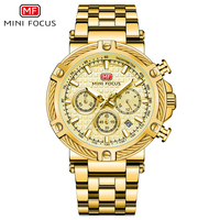 Montre de sport pour homme Mini Focus MF0470G, style musculaire, bracelet en acier inoxydable, cadran en fibre de carbone, chronographe lumineux avec tachymètre