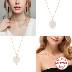 Collar de concha redonda de corazón de amor geométrico para mujer, joyería de plata de ley 925 delicada, venta al por mayor - Product Image 6