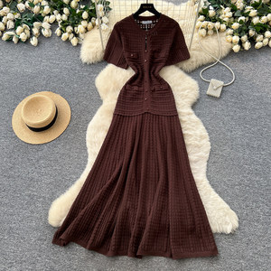 Abito Elegante Francese a Maniche Corte <span class=keywords><strong>per</strong></span> <span class=keywords><strong>Donna</strong></span>, Vestito Casual da <span class=keywords><strong>Ufficio</strong></span> a Vita Alta Linea A, Produttori di <span class=keywords><strong>Abbigliamento</strong></span> Femminile - Product Image 4