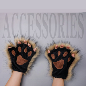 Guantes de Piel Sintética con Forma de Pata de Gato o Zorro, Accesorios de Disfraces para Halloween, Manoplas con Aspecto Peludo - Product Image 1