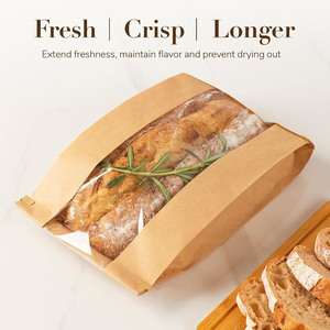 Bolsa de Papel Kraft Blanca para Alimentos Desechable, con Ventana y Cierre de Alambre, Ideal para Frutos Secos, Snacks, Chocolate, Panadería y <span class=keywords><strong>Pan</strong></span>, ¡Gran Venta! - Product Image 1