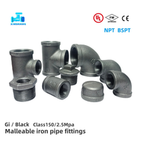 Raccord réducteur NPT BSPT en fonte malléable galvanisé argenté 1/2''*1'' avec filetage mâle-femelle pour tuyaux de gaz et d'eau