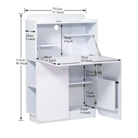 Bureau multifonctionnel pliable en bois blanc, dernière génération, gain de place, grande surface de travail, 3 étagères, compartiment pour ordinateur portable