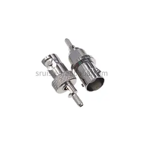 China Supplier Antenna Wire Electrical Waterproof Rf Coaxial CCTV BNC Female Front Bkhead Crimp Jack Connector LMR400 Cable
