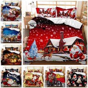 Set di Biancheria da Letto in Poliestere Stampato con Pigmenti Floreali Natalizi, Stile Europeo-Americano, 200TC, Copripiumino e Lenzuolo - Product Image 2