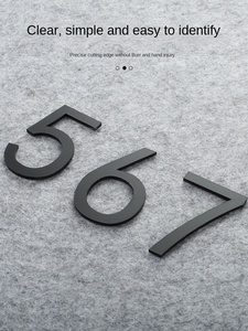 High-Grade Three-Dimensional Digital Acrylic Self-Adhesive Waterproof Eco-Friendly Wall Sticker Golden <strong>White</strong> <strong>Black</strong> <strong>House</strong> <strong>Number</strong> - Product Image 2