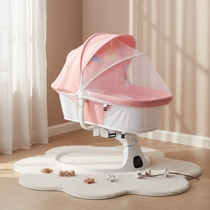 Berceau à bascule <span class=keywords><strong>électrique</strong></span> rechargeable pour bébé avec musique, télécommande contrôlée par application, fonction automatique, auvent, matériau plastique - Product Image 5