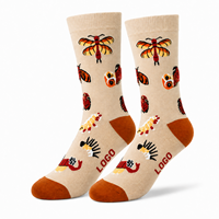 Chaussettes personnalisées tendance pour hommes et femmes, motif jacquard coloré, logo personnalisé, antidérapantes, en Spandex/Coton, faible MOQ, directement de l'usine