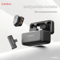 Microphone Laval sans fil Earldom avec étui de charge pour créateurs de contenu, enregistrement vidéo, vlog, podcast, YouTube, TikTok