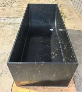 Lujo personalizado mármol textura rectángulo forma piedra Artificial independiente bañera superficie sólida para remojo - Product Image 4