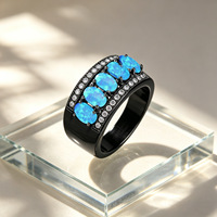 Nouvelle Bague Tendance 2026 en Opale Synthétique Ovale et Zirconium, Plaqué Argent sur Laiton, pour Hommes et Femmes, Bijou de Mariage Classique