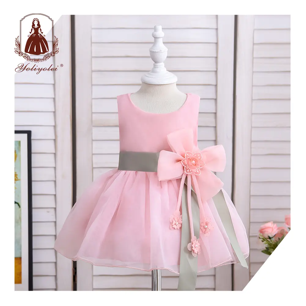 Yoliyolei Wholesale Toddler Girl First Birthday Baby Dress Big Bowknot Cute Infant Casual Baby Girls' Dress