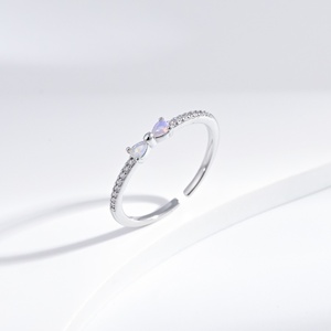 custom plata 925 sterling Silver bow small stacking adjustable <b>ring</b> <b>opal</b> butterfly open woman fashion cheap summer finger <b>rings</b> - Product Image 5
