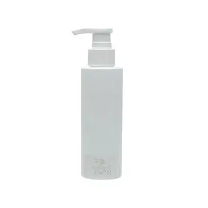 Custom Logo Hdpe Plastic Lege Fles, Lotion Spuitpomp, 150Ml Witte Cilinder Plastic Fles