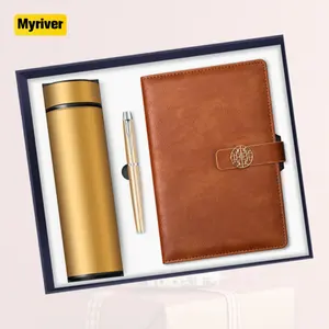 Myriver Factory Günstige 3 In 1 A5 Notebook Tagebuch Geschenk box Drahtlose Maus Geschenk box mit einem Stift Leder Cover Journal Business Promo