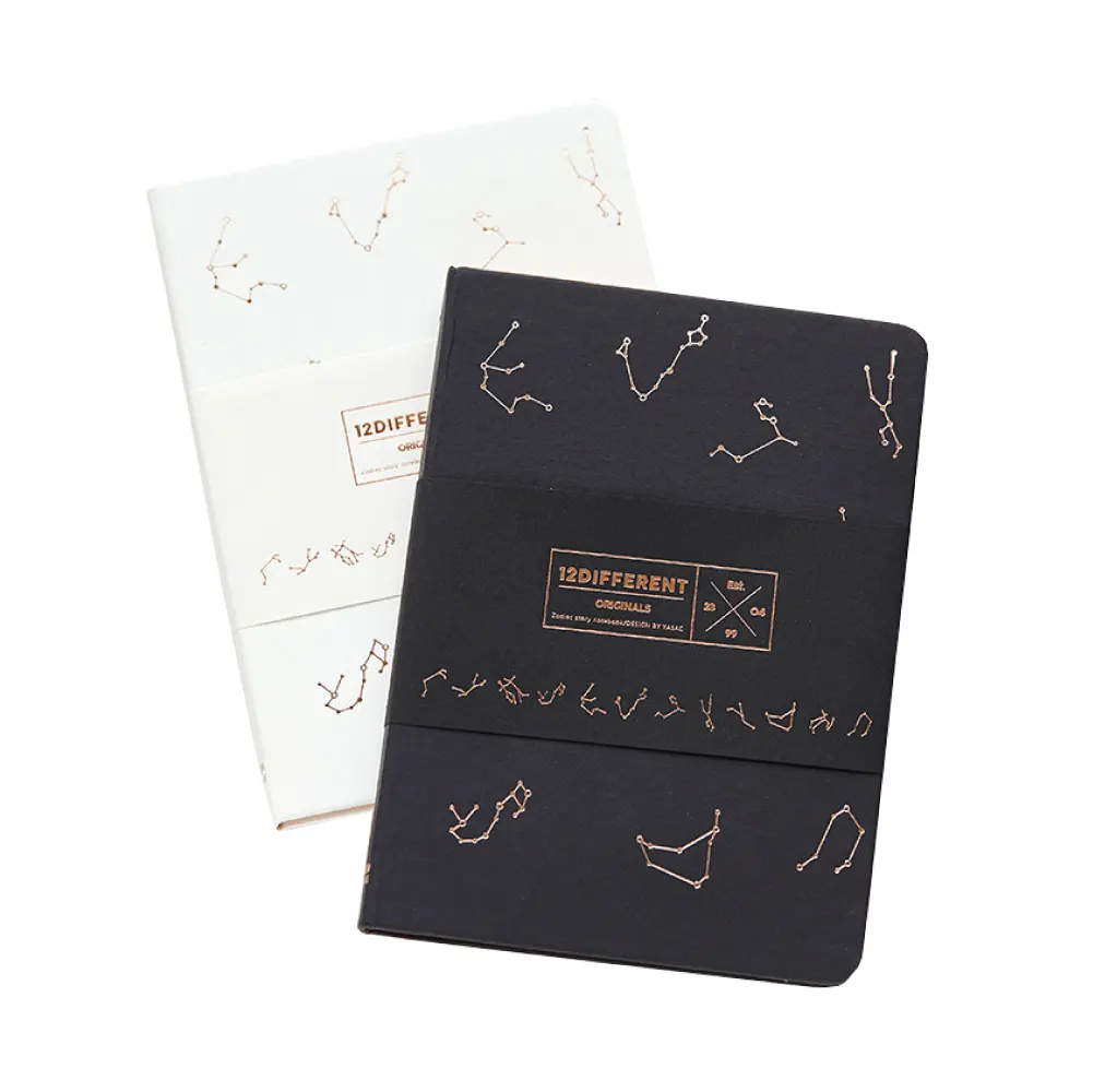 Creative diary 12 constellations cute stationery hardcover notepad creative black notebook printing blank page journal