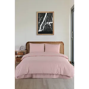 Juego de Ropa de Cama Doble Karden Flower Plain 100% Algodón, Color Rosa Empolvado, Incluye Funda Nórdica, Sábana Plana y 2 Fundas de Almohada, Transpirable, Textil para el Hogar - Product Image 2