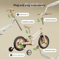 Nouvelle trottinette d'équilibre à quatre roues en plastique pour enfants 0-3M, deux-en-un avec barre de poussée et frein, fabriquée en Chine
