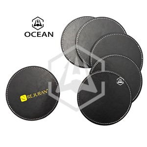 Dessous de verre en cuir PU blanc tapis de tasse d'impression de logo en relief personnalisé pour <span class=keywords><strong>Restaurant</strong></span> - Product Image 1