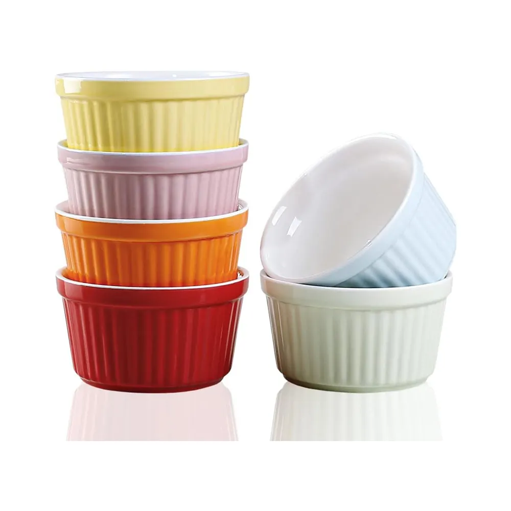 Mini cuenco de cerámica de porcelana Creme Brulee Pudding Ramekin Dish Bowl