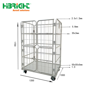 Thiết bị kho Heavy Duty kim loại hiệu quả mạnh mẽ 4 bên gấp cuộn <span class=keywords><strong>container</strong></span> 4 cửa ra vào vẽ thanh kẽm mạ kẽm - Product Image 6