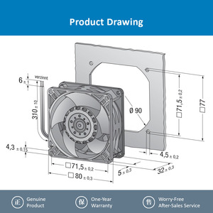 พัดลมระบายความร้อนแบบแกน DC รุ่น ebmpapst 8314NHH ขนาด 80x80x32 มม. แรงดันไฟฟ้า 24VDC ความเร็ว 6300 รอบต่อนาที กำลังไฟ 5.0 วัตต์ อัตราการไหลของอากาศ 95 ลูกบาศก์เมตร/ชั่วโมง ผลิตโดย OEM ODM - Product Image 4