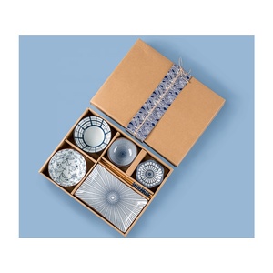 7-piece Japanese ceramic Tableware with gift box 8-inch sushi plate bowlsauce plates and chopsticks set with exquisite gift box