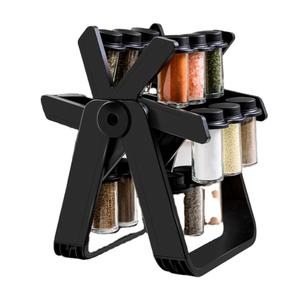 2023 nouveauté vente chaude 18 canettes grande roue rotative étagère à épices ensemble en plastique Condiment verre assaisonnement support - Product Image 1