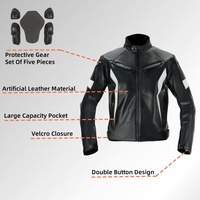 Veste de moto en similicuir pour homme avec bandes réfléchissantes-Équipement de moto coupe-vent et protecteur pour la course urbaine et extérieure