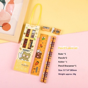 Ensemble de papeterie scolaire 5 pièces très populaire pour l'école primaire, cadeau de Noël pour enfants avec crayons, gomme et taille-crayon pour fournitures - Product Image 4